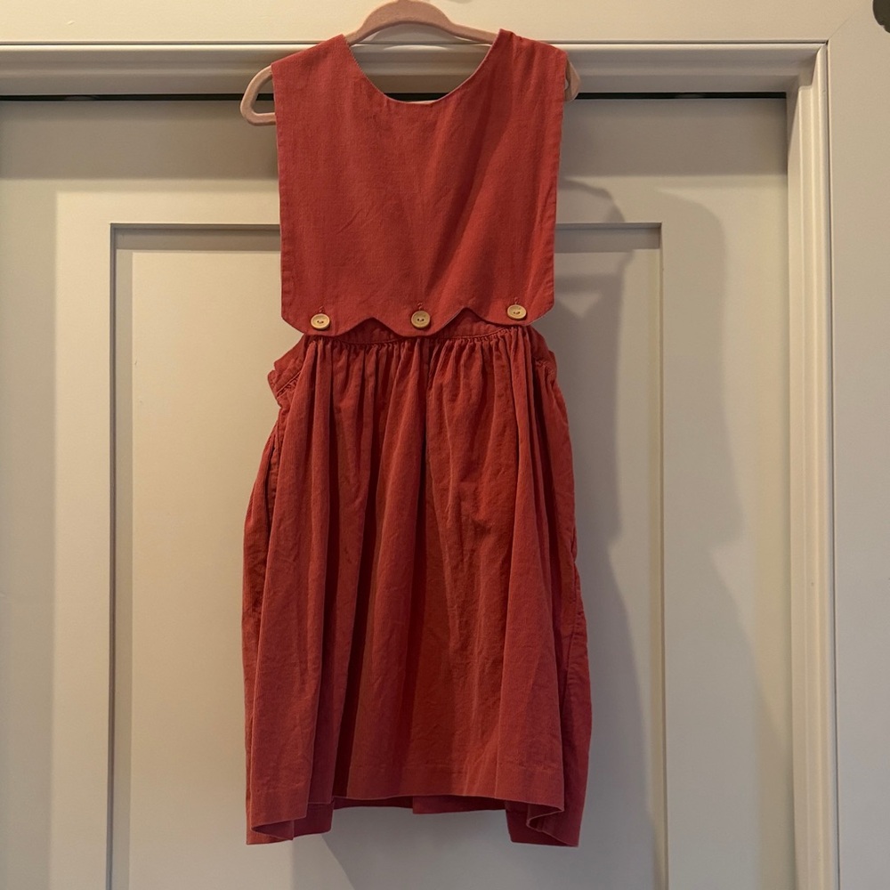 Girls' Dusty Pink Button-Accent Cotton Dress
